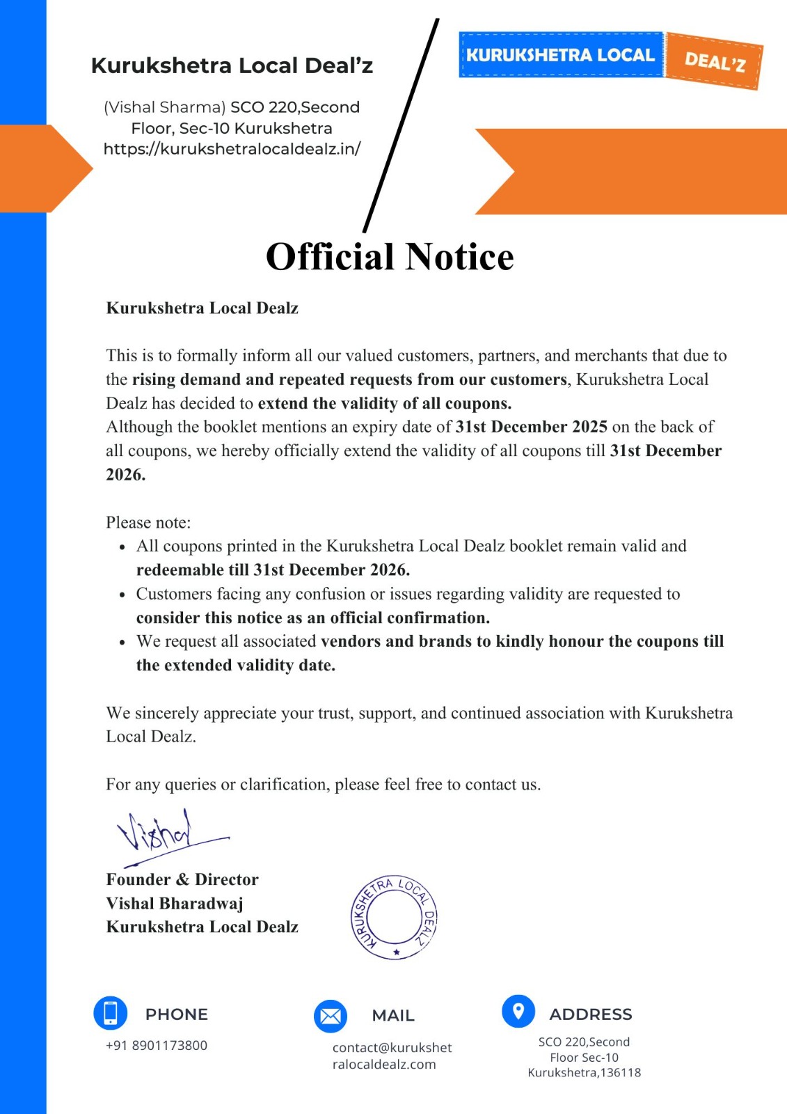 Official Notice in english